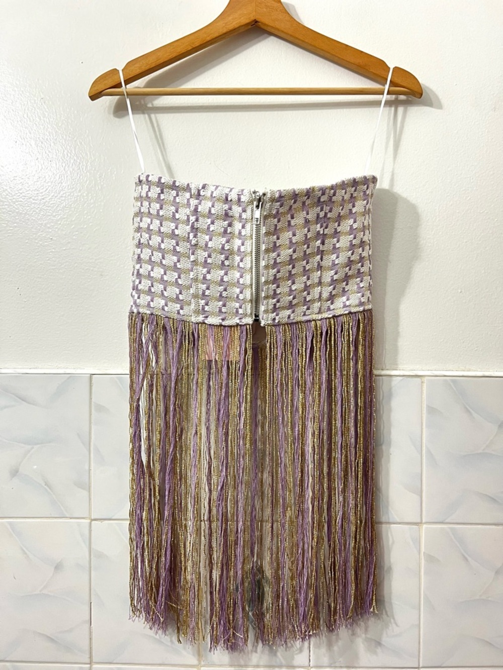 Women’s Handwoven Strapless Fringe Top S M L Western Cowgirl Festival Fairy - Picture 6 of 13